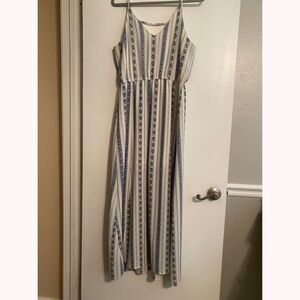 Blue and White Striped Maxi Dress
